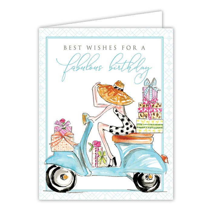Best Wishes for a Fabulous Birthday Scooter Greeting Card