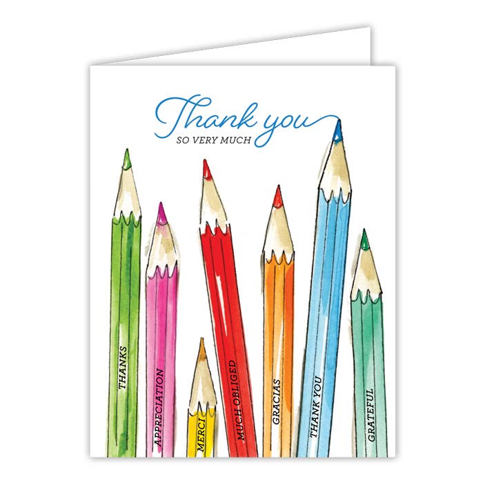 “Thank You So Very Much” Coloful Pencils Greeting Card