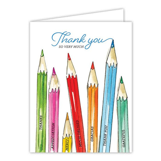 Thank You So Very Much Coloful Pencils Greeting Card