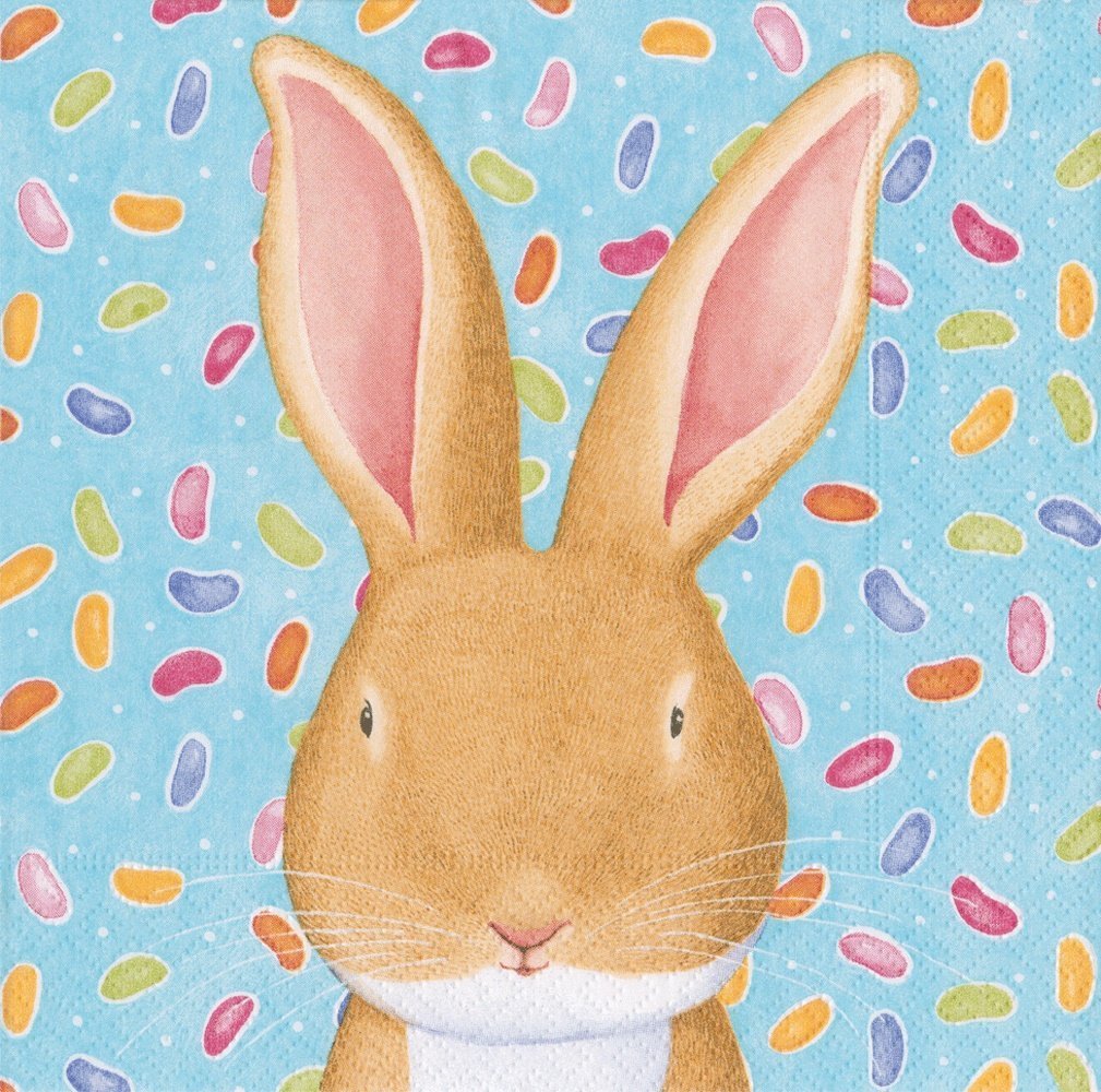 Caspari Wabbit Blue Paper Goods - Lunch Napkin