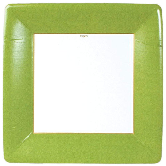 Grosgrain Border Moss Green - Dinner Plate - Square