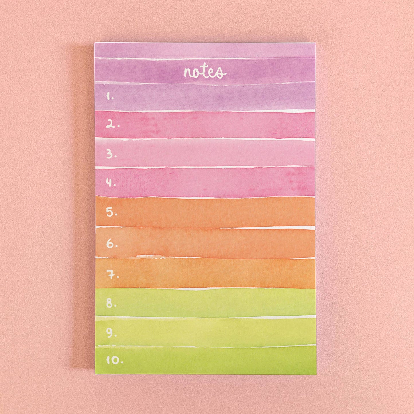 Colorblock Watercolor Stripes Notepad | Numbered Notepad