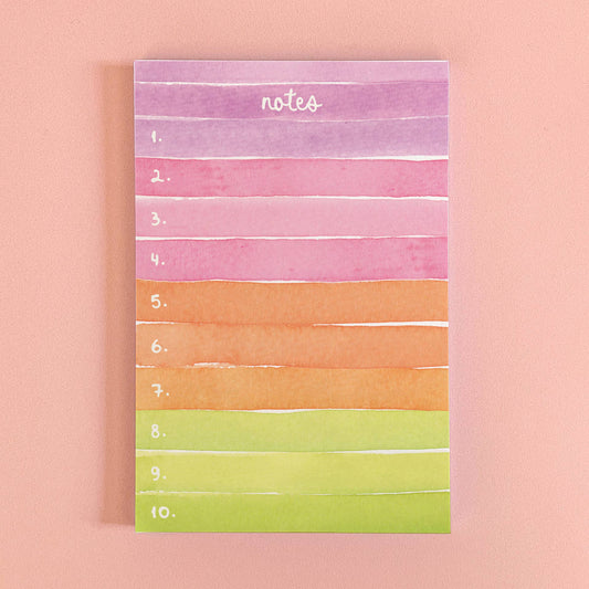 Colorblock Watercolor Stripes Notepad | Numbered Notepad