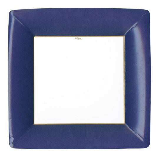 Grosgrain Border Paper Dinner Plates in Navy - 8 Per Package