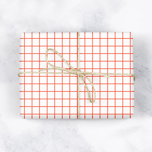 MODERN GRID Red Gift Wrap Sheets