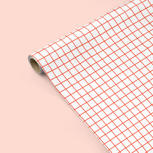 MODERN GRID Red Gift Wrap Sheets