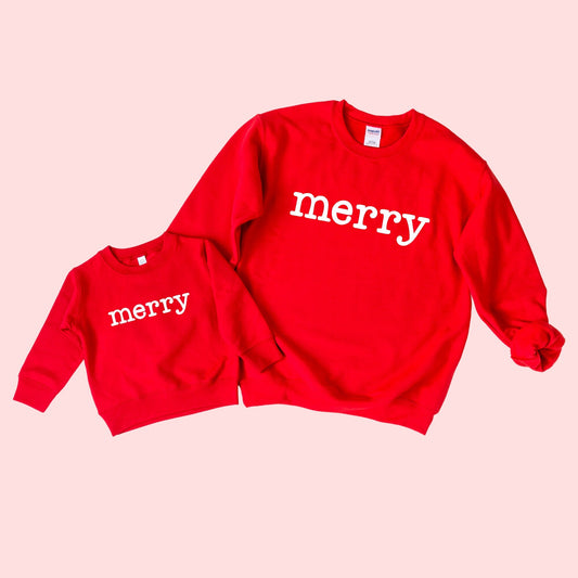 Merry Mama and Merry Mini Christmas Sweatshirt