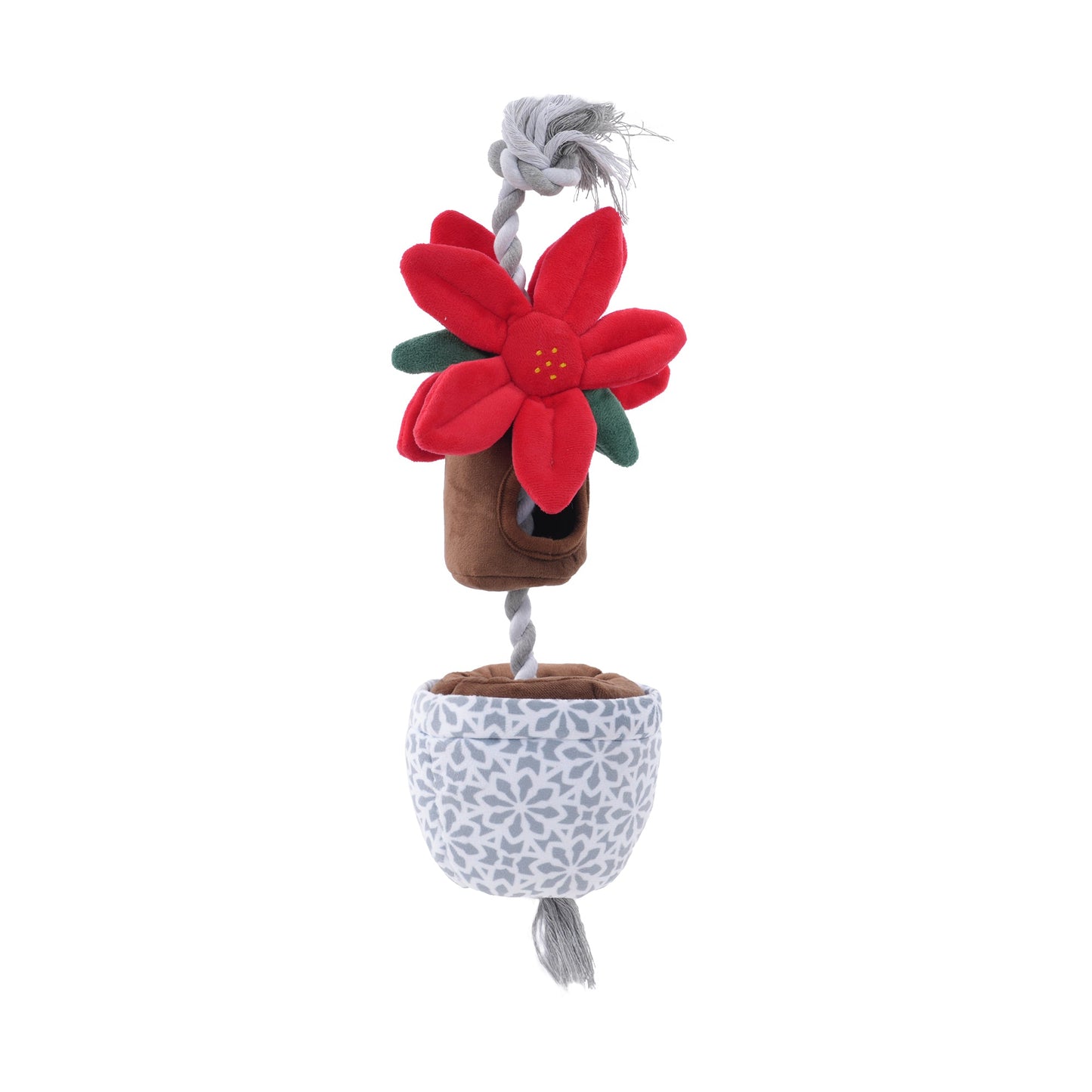 Poinsettia Treat & Tug Dog Toy