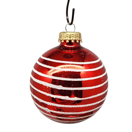 Krebs Value Glass Ornament 4 pack - Red with White Stripe