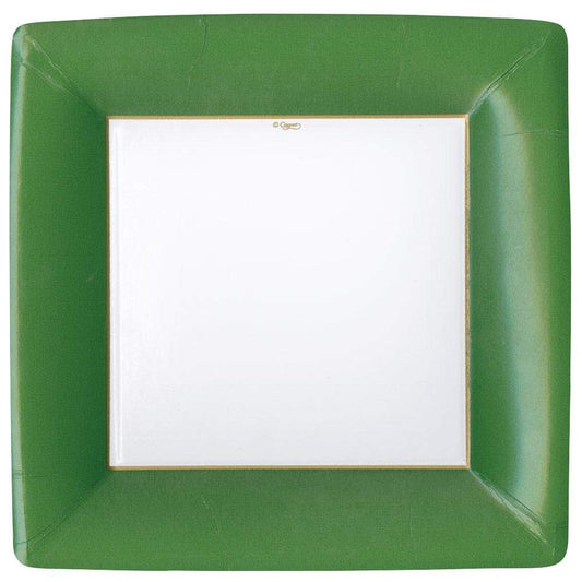 Grosgrain Border Paper Goods (Hunter Green) - Dinner Plate