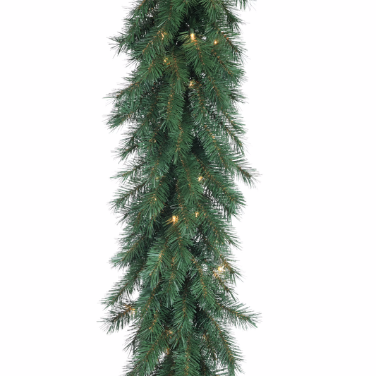 9'x14" Aspen Spruce Garland - LED Warm White Lights