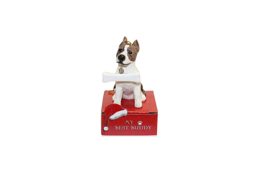 Pit Bull with Bone Ornament