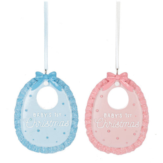 Baby Bib Ornaments - Baby's 1st Christmas -