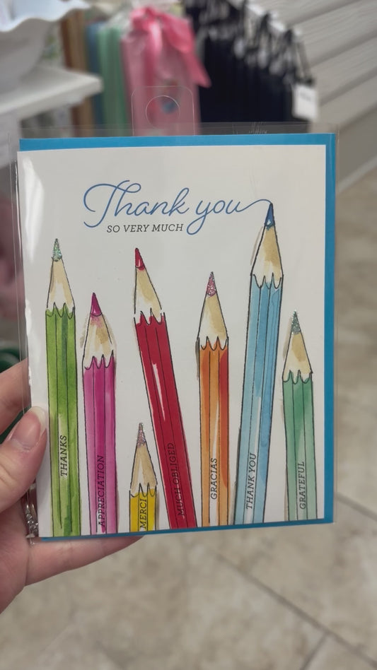 “Thank You So Very Much” Coloful Pencils Greeting Card