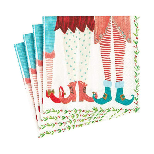 Elf Stockings Paper Cocktail Napkins