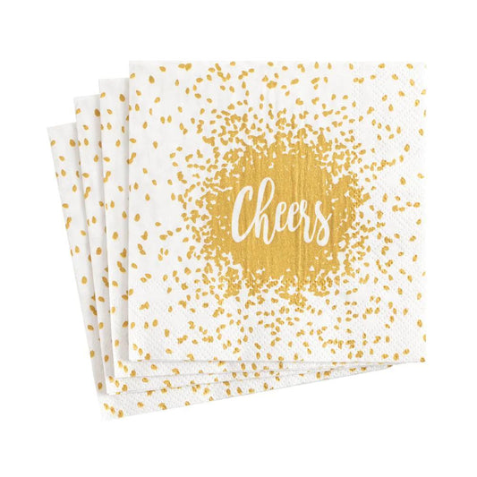 Cheers Paper Cocktail Napkins in Gold