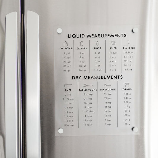 Clear Acrylic Magnetic Kitchen Conversion Chart