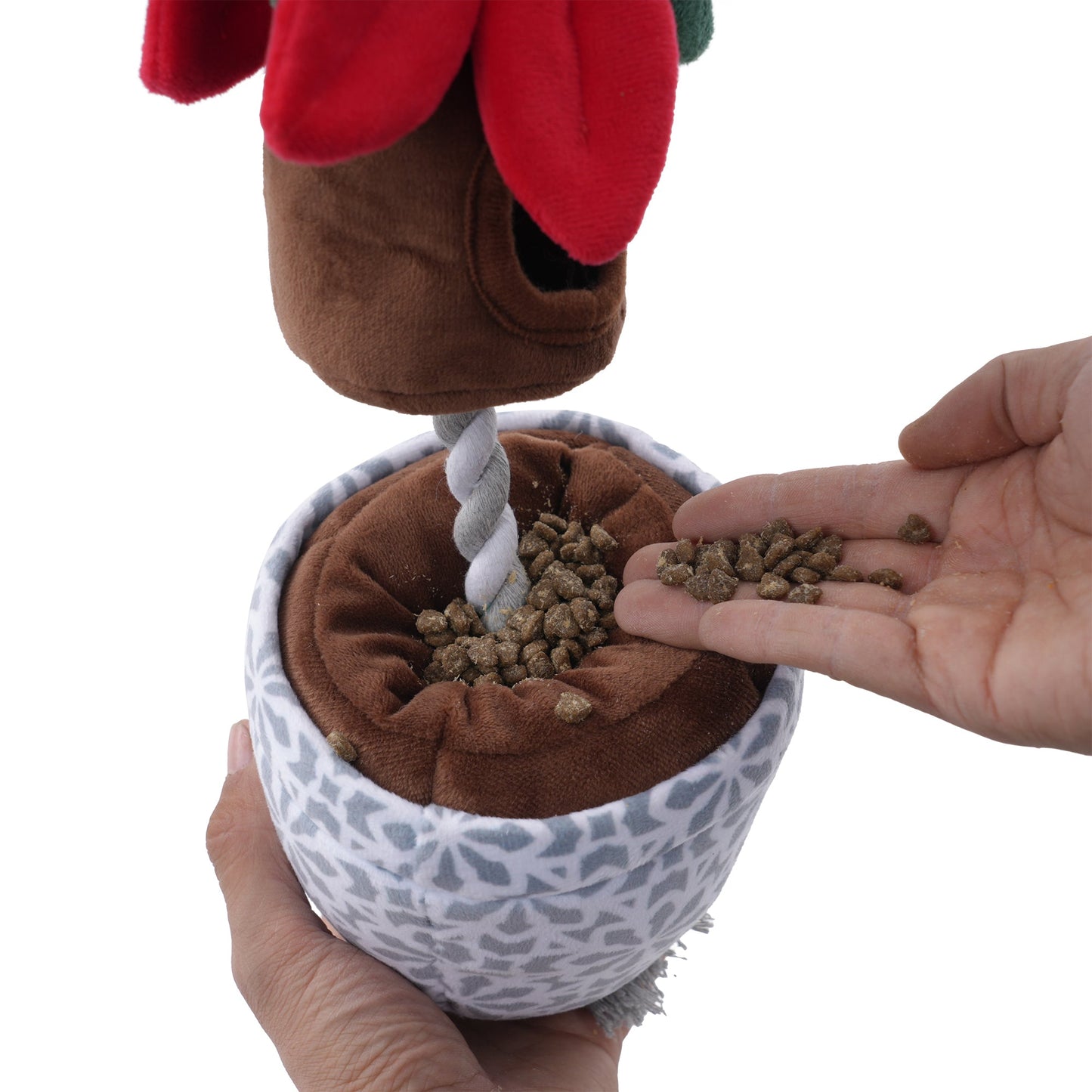 Poinsettia Treat & Tug Dog Toy