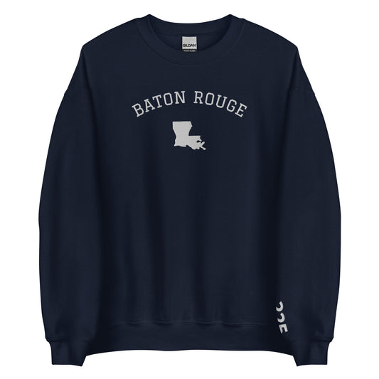 Baton Rouge Louisiana Embroidered Crew Neck Sweatshirt