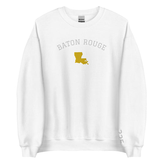 Baton Rouge Louisiana Team Embroidered Crew Neck Sweatshirt