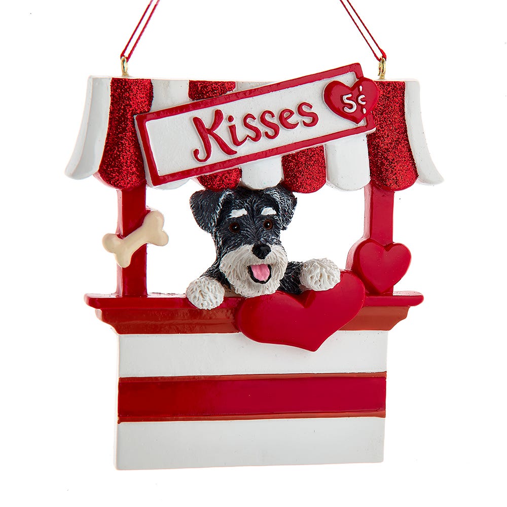 Dog Kisses - Kissing Booth Ornament -  Schnauzer