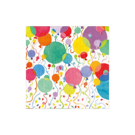 Balloons And Confetti White - Cocktail Napkin