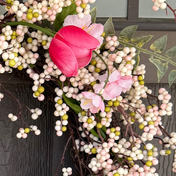 26 Inch Pink Blossom Wreath