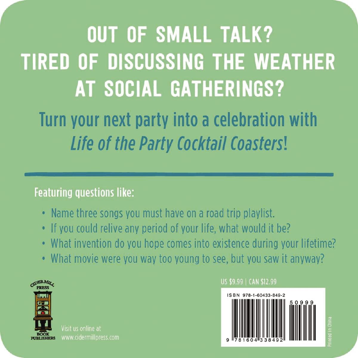 Life of the Party Cocktail Coasters: 60 Conversation Starters to Amaze, Amuse, and Entertain