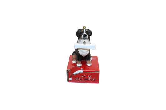 Bernese Mountain Dog with Bone Ornament