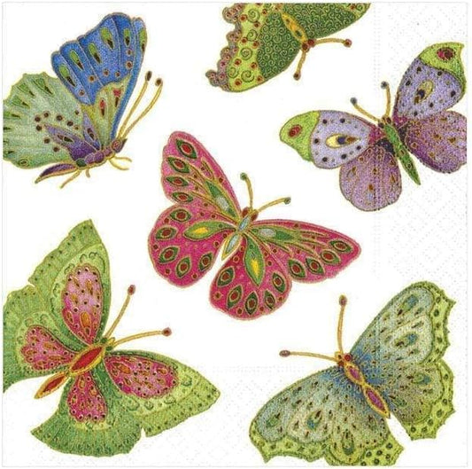 Jeweled Butterflies (Pearl) - Cocktail Napkin